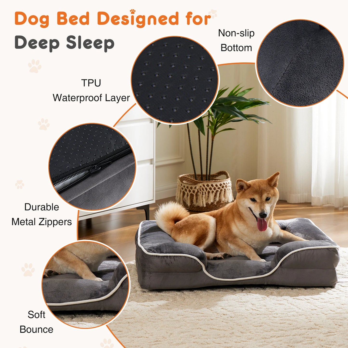 JHK Orthopedic Dog Bed Memory Foam Pet Bed for Small Dogs and Cats with Washable Removable Cover Non Slip Base Waterproof Liner - Joanie B 25