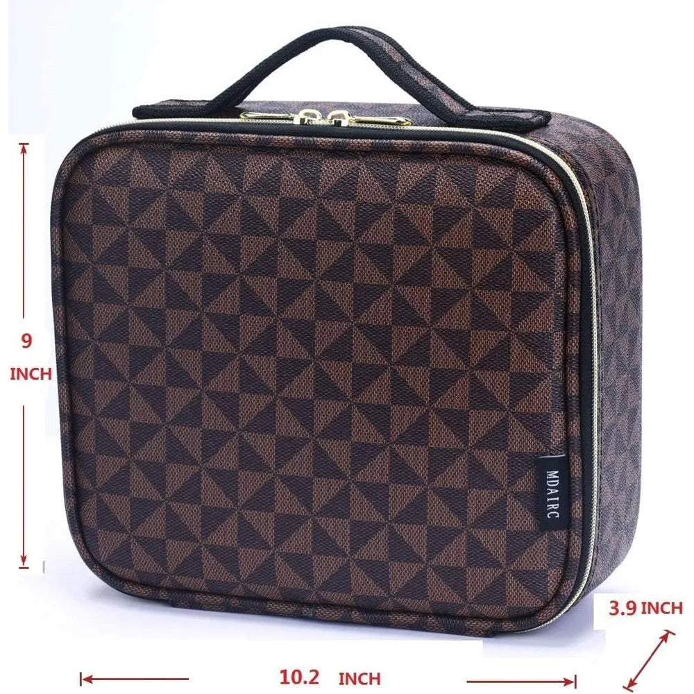 Travel Makeup Train Case Portable Cosmetic Organizer Adjustable Dividers Storage Bag for Brushes Toiletries Jewelry Digital - Joanie B 25