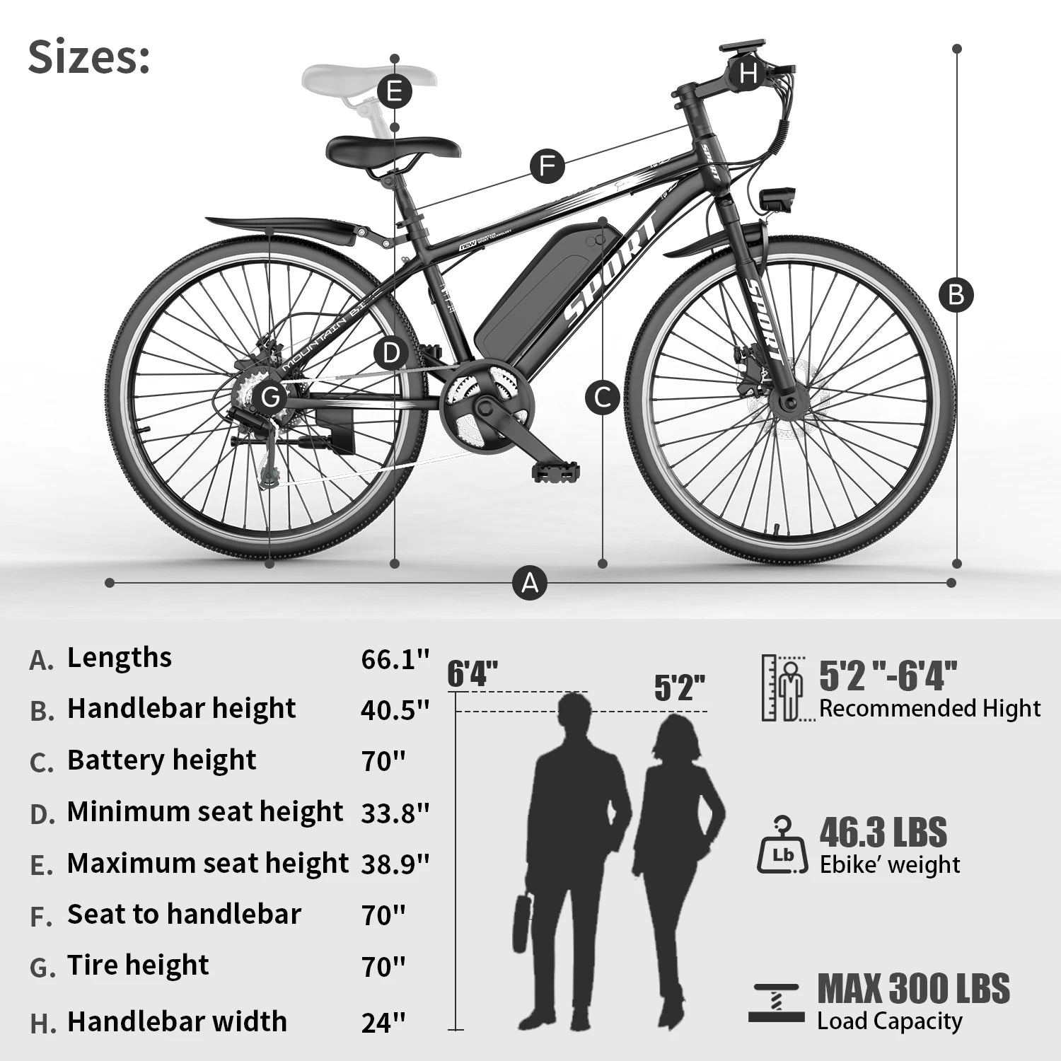 26 Inch Electric Bike for Adults 700W Peak Motor 25MPH 35 Miles Electric Mountain Bike with Removable 360Wh Battery 7 Speed and LCD Display - Joanie B 25