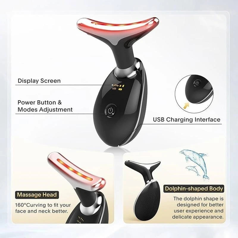 7LED Color Vibrating Neck Massager USB Charging Device