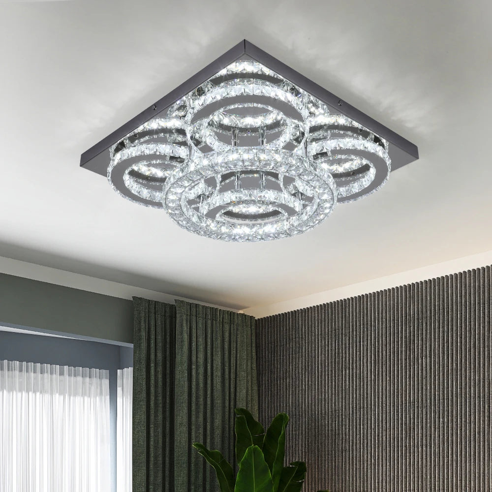 Modern Ceiling Lamp Crystal Led Chandelier Bedroom Living Dining Room Decor Fixture Pendant Light Home Appliance Lustre Dimmable