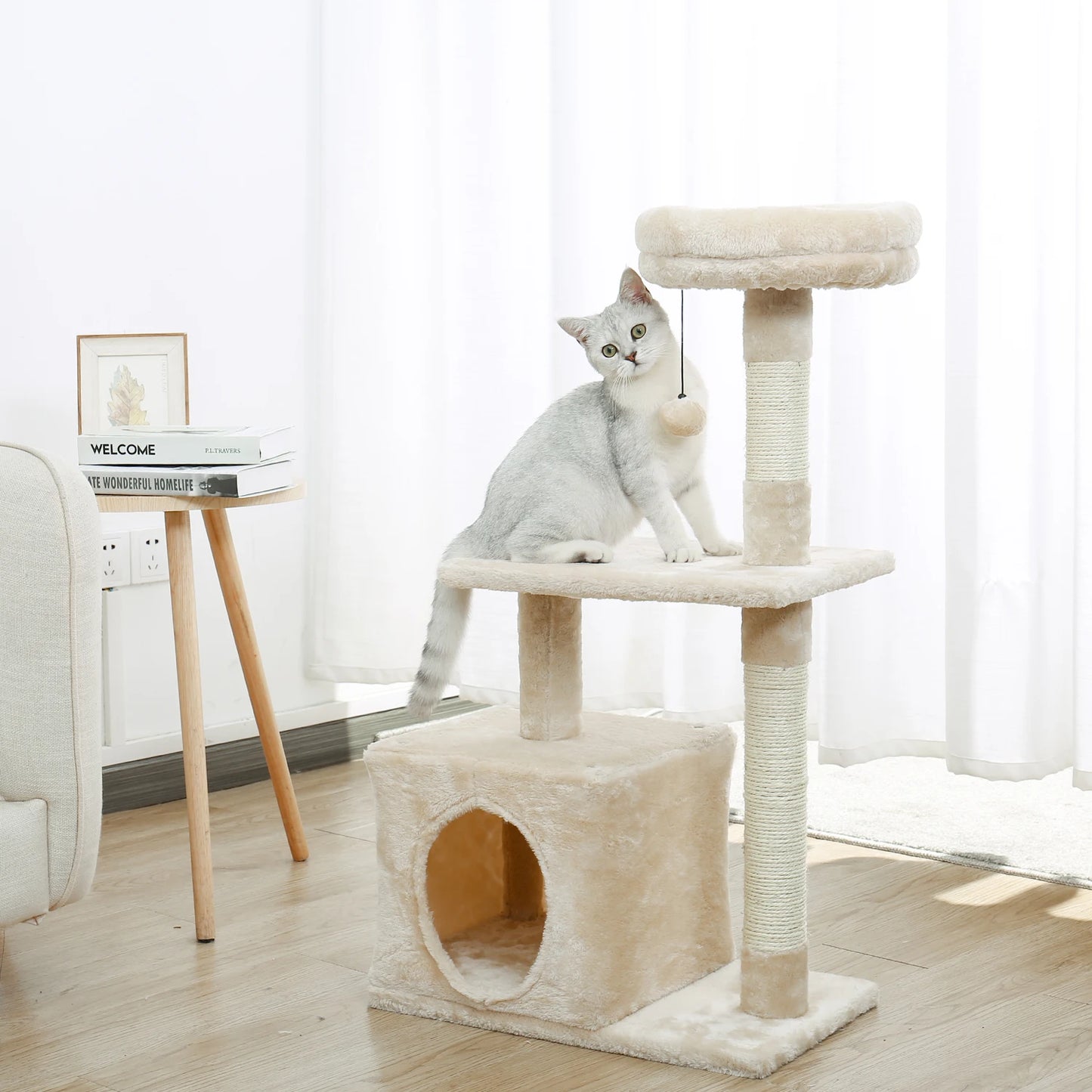 Small Cat Tree with Sisal Scratching Posts Top Perch Cozy Condo and Cat Tower for Indoor Cats Cat Accessories and Scraper - Joanie B 25