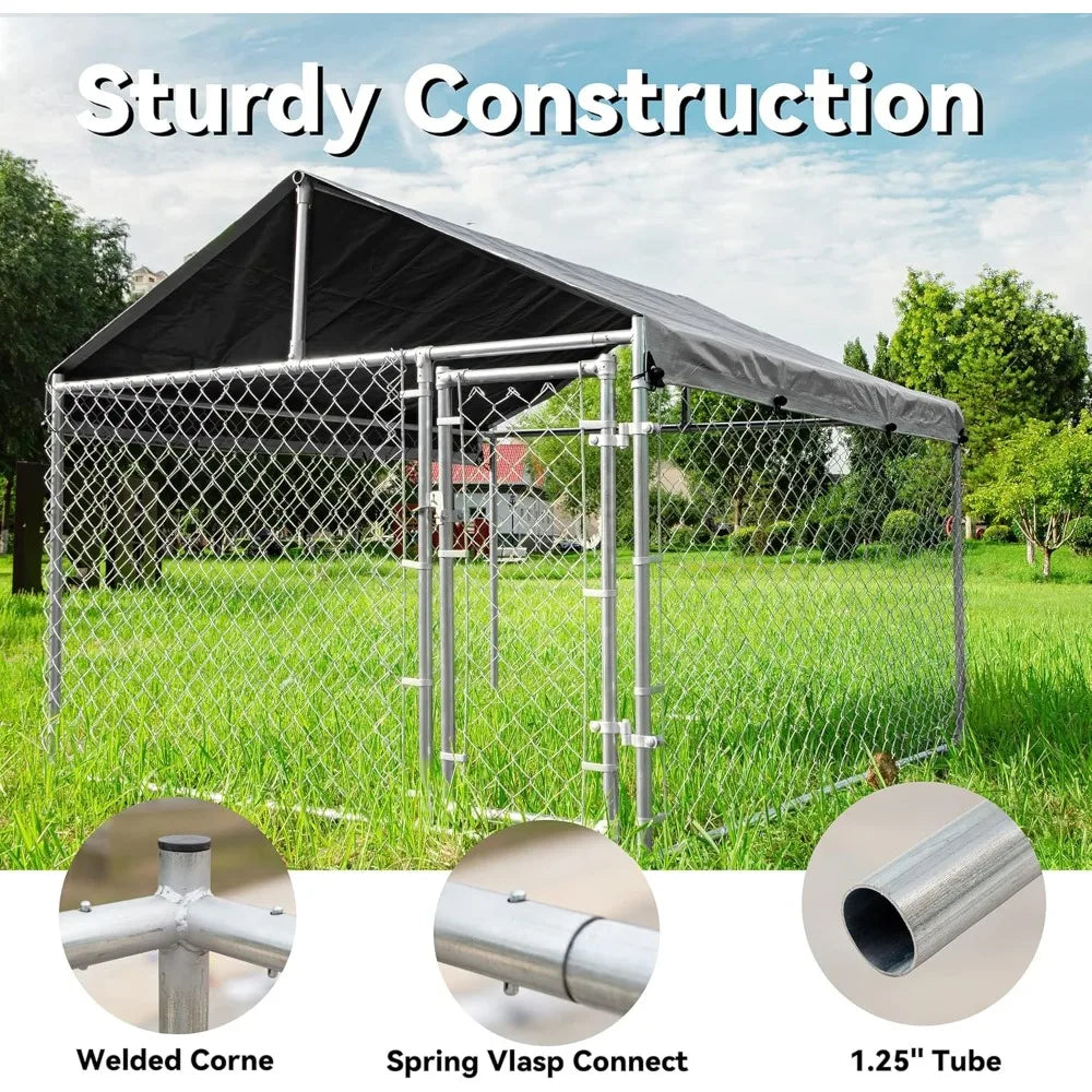 Extra Large Outdoor Dog Kennel Anti-Rust Kennel with Roof - Joanie B 25