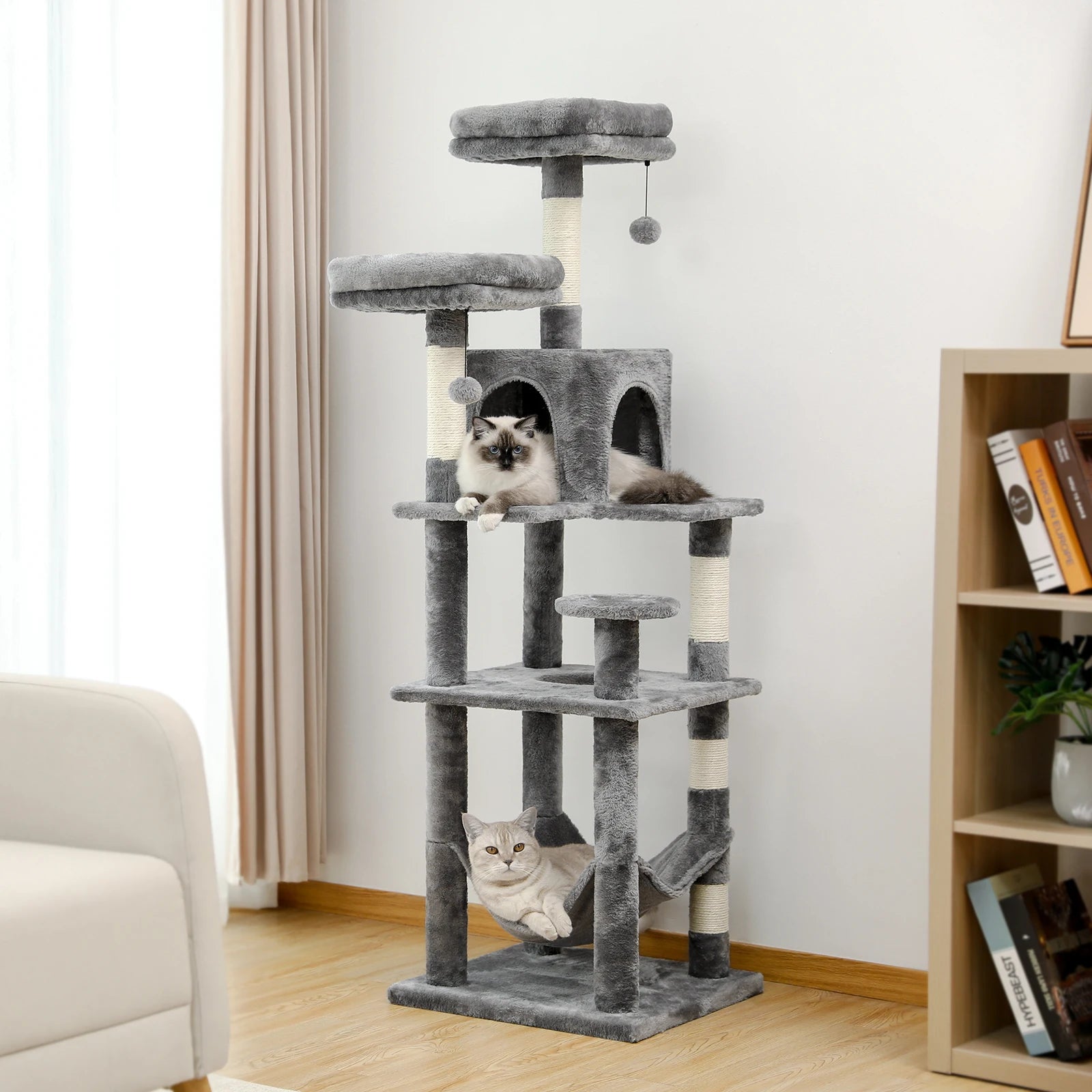 Multi Level Cat Tree with Scratching Posts Cozy Hammock Plush Cat Tower for Indoor Cat Condo Bed and Accessories - Joanie B 25