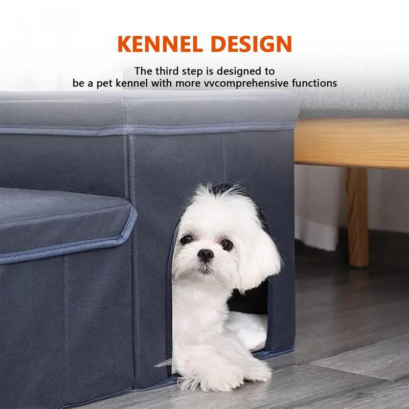 Foldable Dog Steps Portable Dog Stair with Storage Box Heavy Duty Pet Home Ladder for Sofa Bed and Car - Joanie B 25