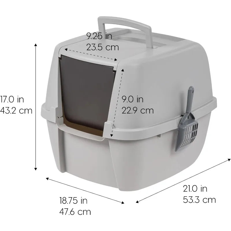Enclosed Cat Litter Box with Front Door Flap and Scoop Covered Kitty Litter Box with Handle and Buckles - Joanie B 25