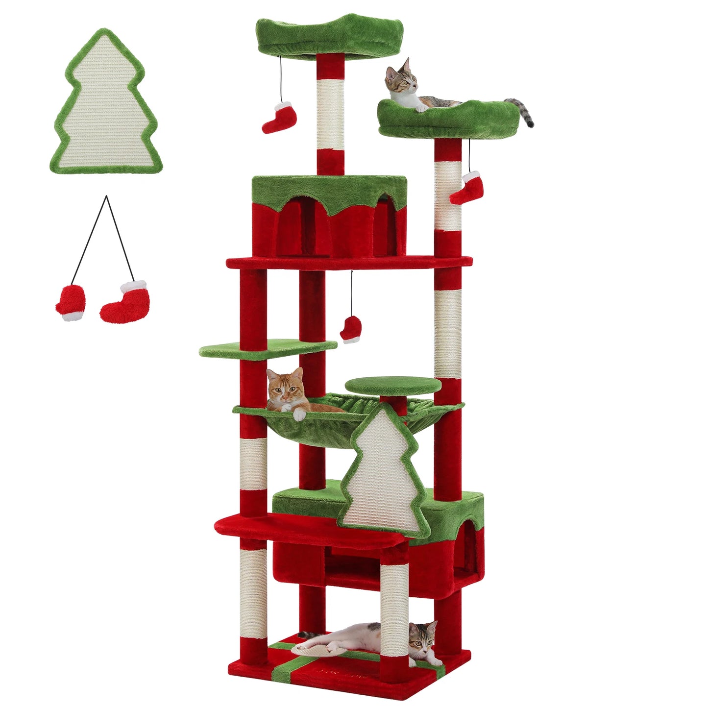 Large Indoor Cat Tree Tower With Sisal Scratching Posts Hammock Perches