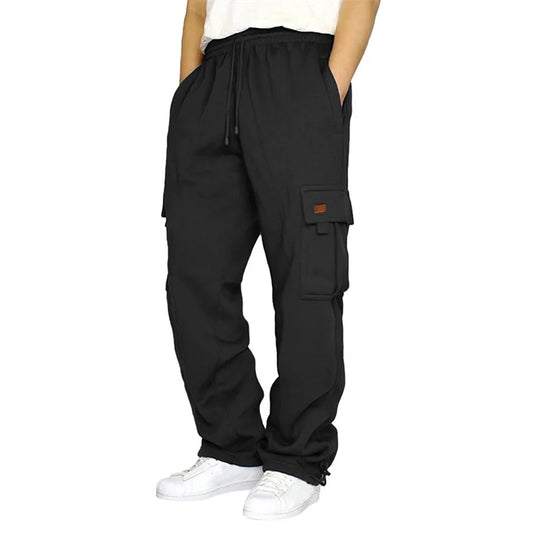 Men’s Loose Cargo Pants Casual Drawstring Elastic Waist Wide Leg Athletic Sweatpants Outdoor Trousers - Joanie B 25