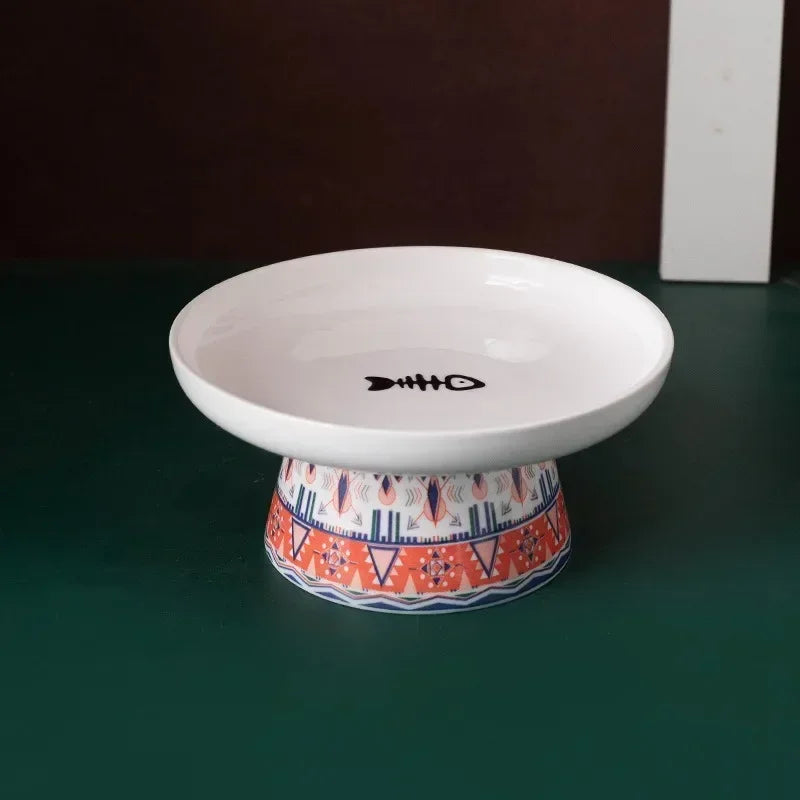 Small Dogs Raised Drinking Supplies Bohemian Food Water Bowl Cat Feeders Pet Ceramic Eating - Joanie B 25