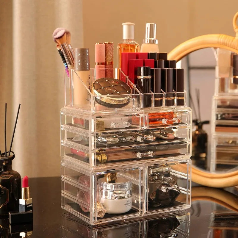 Clear Makeup Organizer for Vanity Stackable Desk Organizer Jewelry Hair Clip Storage - Joanie B 25