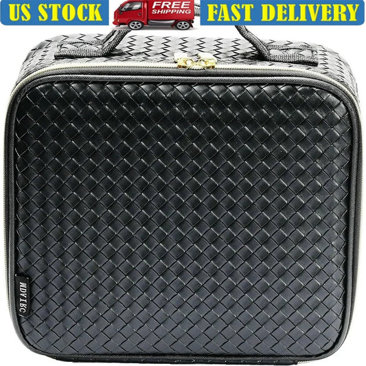 Travel Makeup Train Case Portable Cosmetic Organizer Adjustable Dividers Storage Bag for Brushes Toiletries Jewelry Digital - Joanie B 25