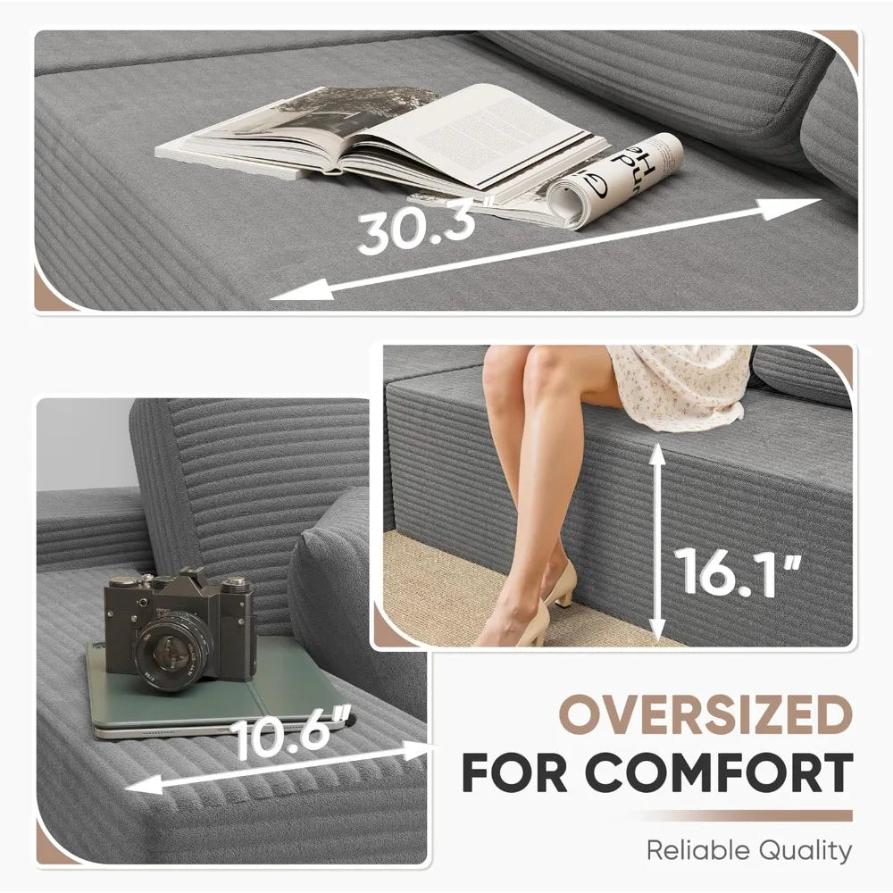 108 Inch Modular Sectional Sofa with L Shaped Chaise and Deep Seat Cushioned