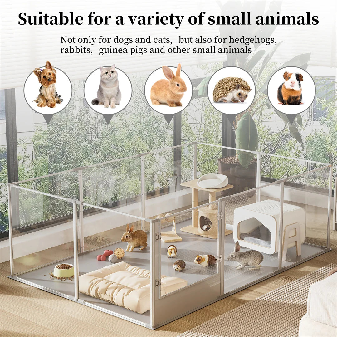 180cm Clear Acrylic Whelping Dog Playpen Waterproof Pad