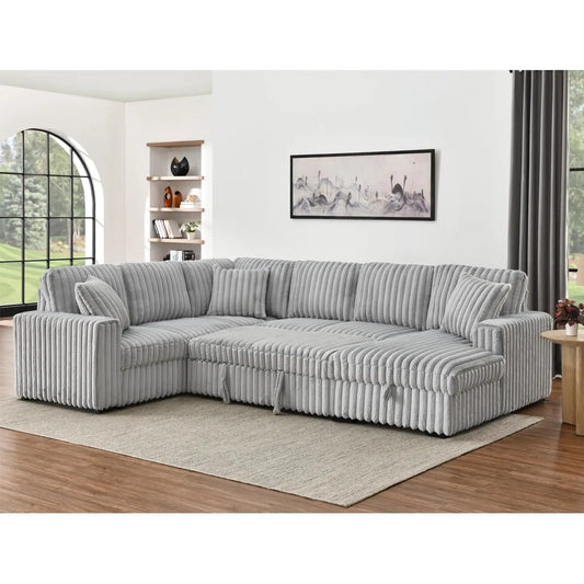 Todrani 122 Inch U Shaped Sleeper Sofa With Storage Chaise And USB Ports