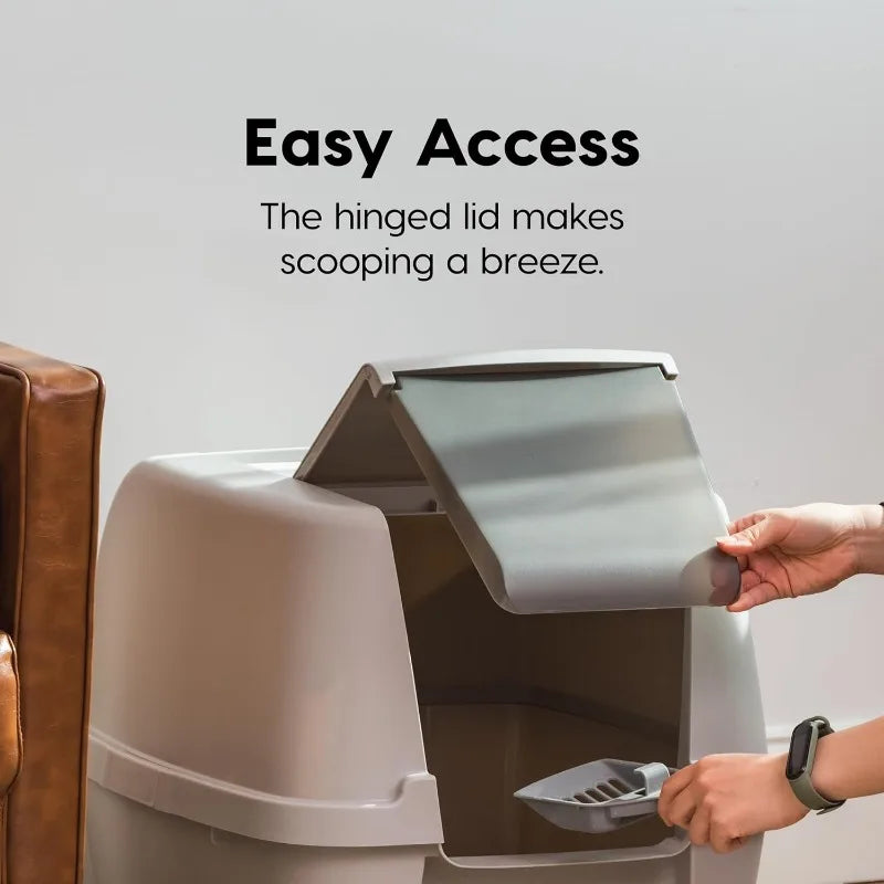 Enclosed Cat Litter Box with Front Door Flap and Scoop Covered Kitty Litter Box with Handle and Buckles - Joanie B 25