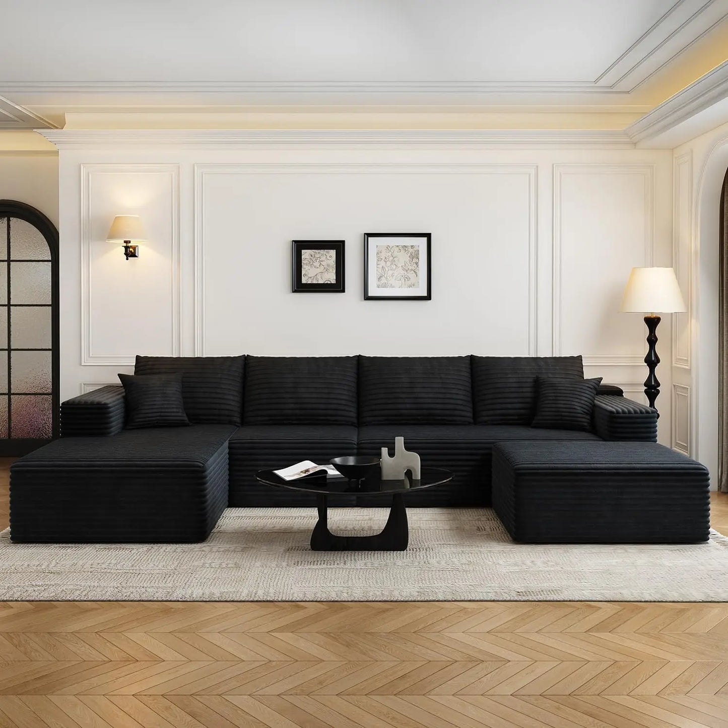 135.4 Inch Cloud Modular Sectional Sofa With L Shape Chaise For Living Room