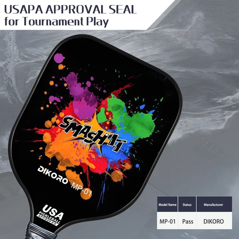 DIKORO Pickleball Paddle Graphite Textured Surface USAPA Compliant Includes 4 Balls Fiberglass Face Lightweight Pickleball Set - Joanie B 25
