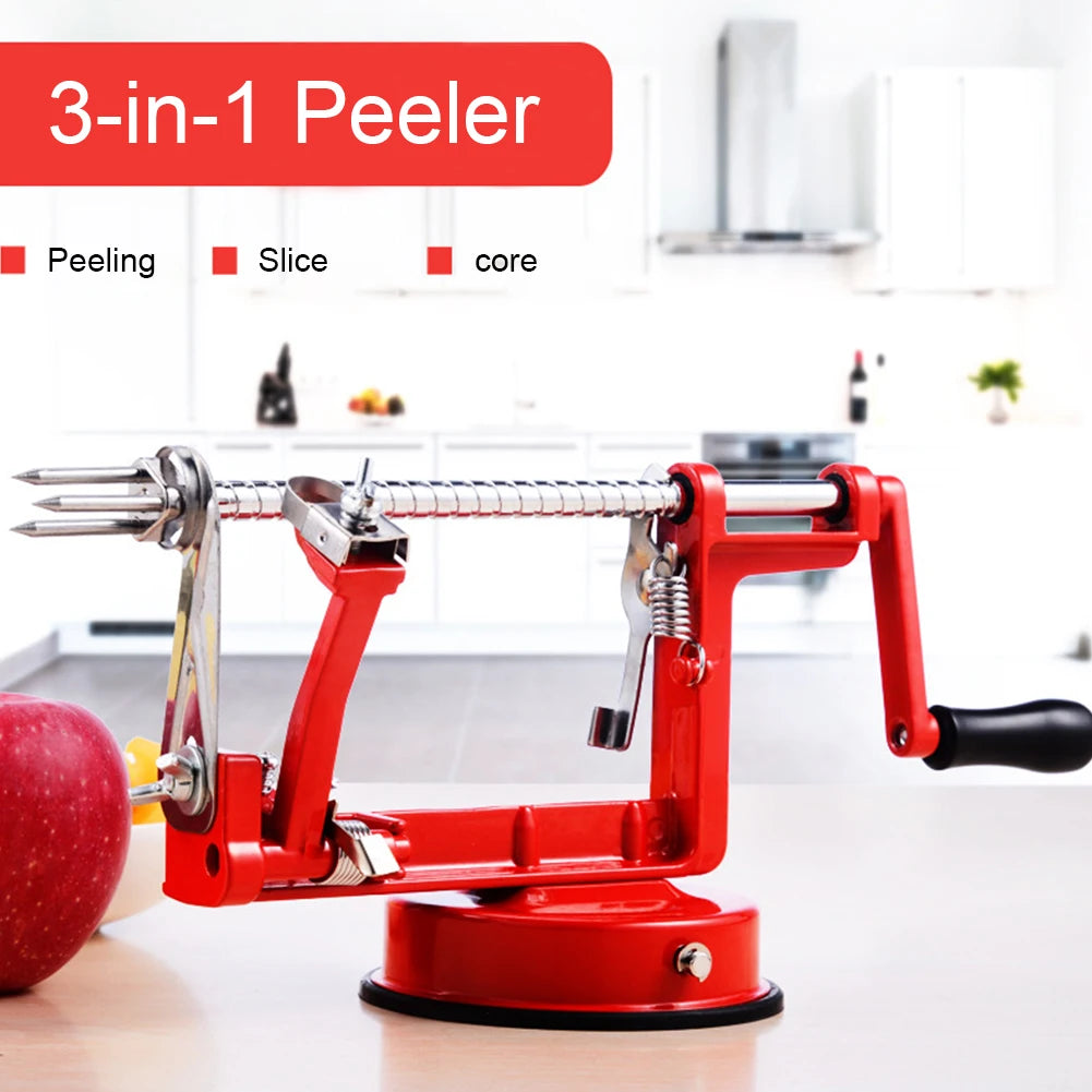 3 In 1 Apple And Potato Peeler Slicer Stainless Steel With Suction Base