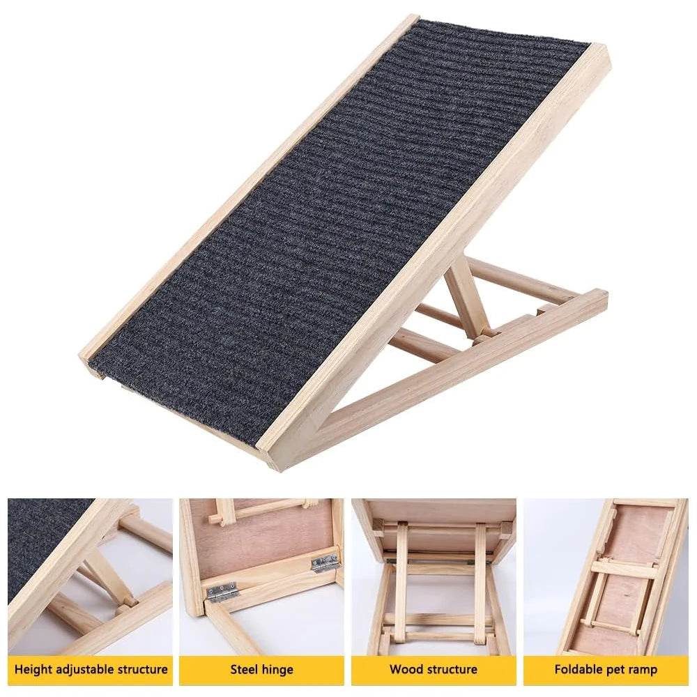 Wooden Portable Folding Dog Ramp Up To 110 Lbs For Dogs And Cats 27.5 Inches