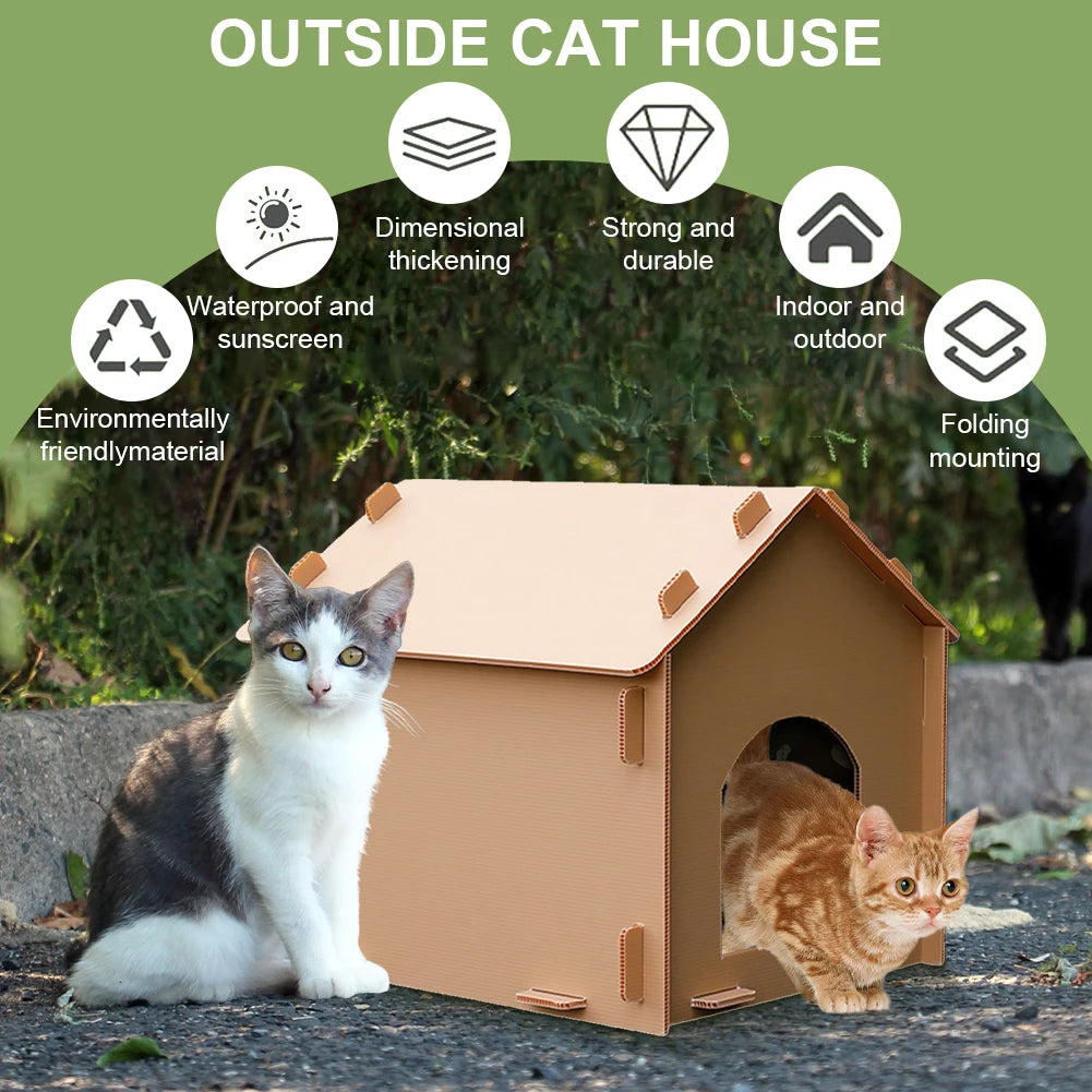 Stray Cats House Weatherproof Outside Cat House Warm Shelter Collapsible Insulated Pet House for Indoor and Outdoor Use - Joanie B 25