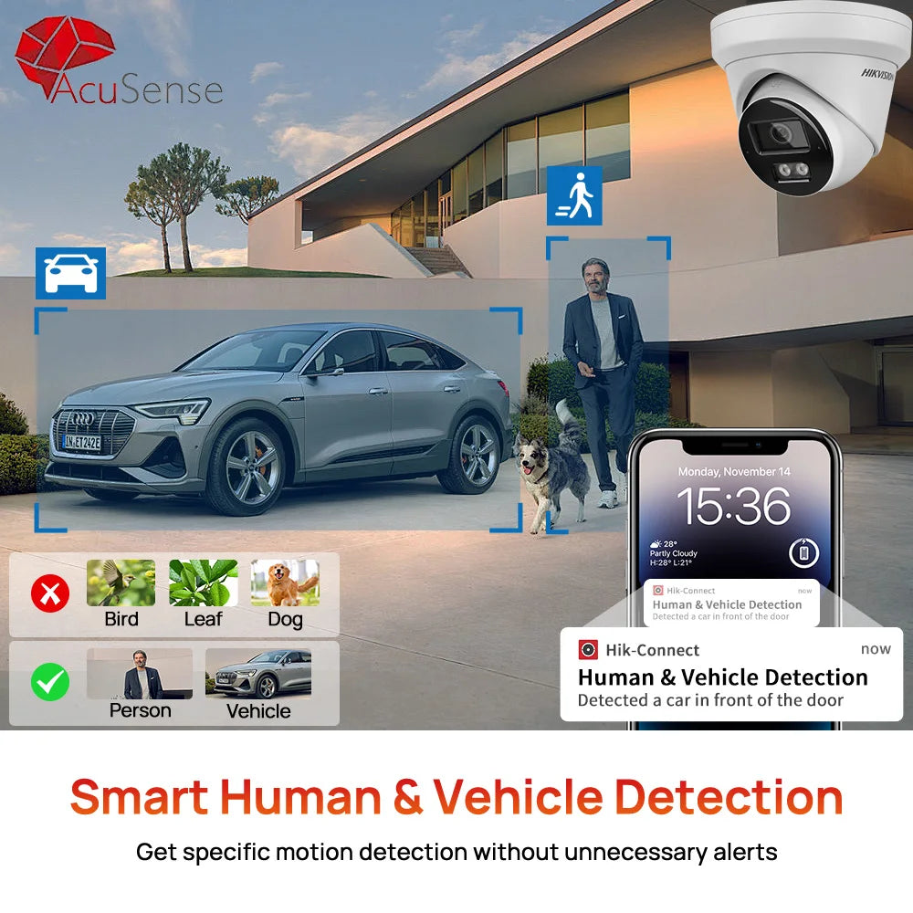 Hikvision 8MP 4K IP Turret Camera AcuSense With Smart Hybrid Light And Audio - Joanie B 25
