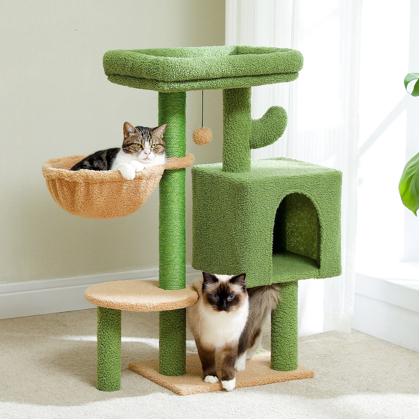 Luxury Cat Tree for Indoor Multi-Level Cat Tower with Condo Hammock Padded Perch and Scratching Post - Joanie B 25