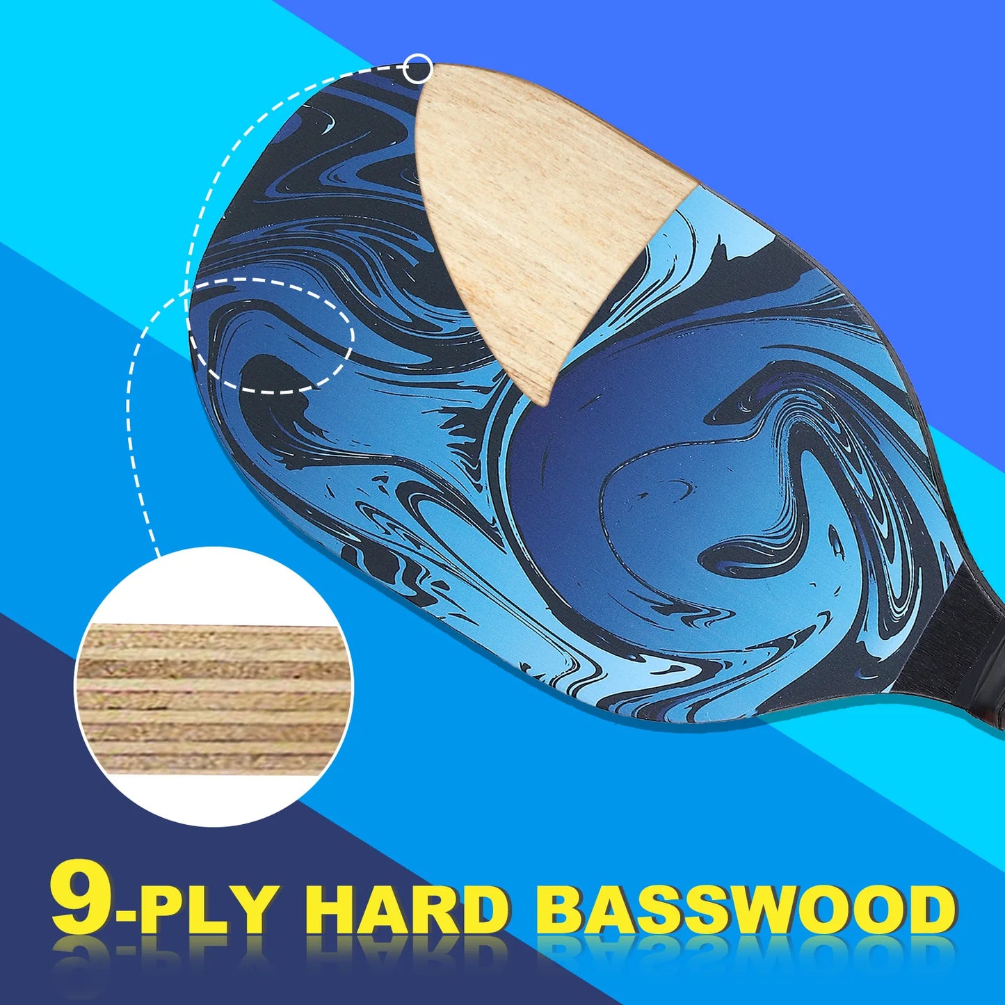 Pickleball Paddles Set with Four Premium Wooden Rackets Cushioned Grips and Portable Carry Bag - Joanie B 25