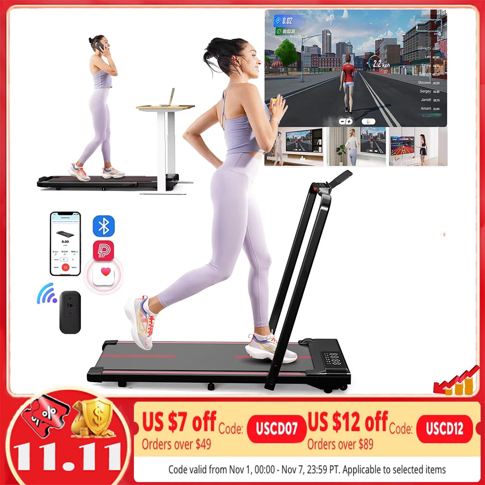 3in1 Walking Pad Treadmill 300 lbs Capacity Foldable Treadmill 3.0HP Quiet Under Desk Treadmill Exercise Machine for Home&Office - Joanie B 25