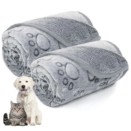 Flannel Puppy Blanket Paw Print for Dog Cat Pet Sleep Mat Washable Soft Warm Blanket for Sofa Bed Car Seat