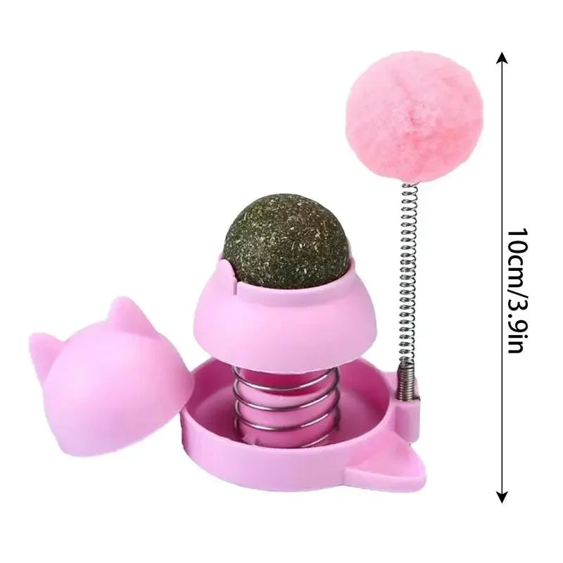 Rotatable Catnip Ball Toy with Spring Ball Edible Healthy Lickable Catnip Stickers and Bubbles for Cats - Joanie B 25