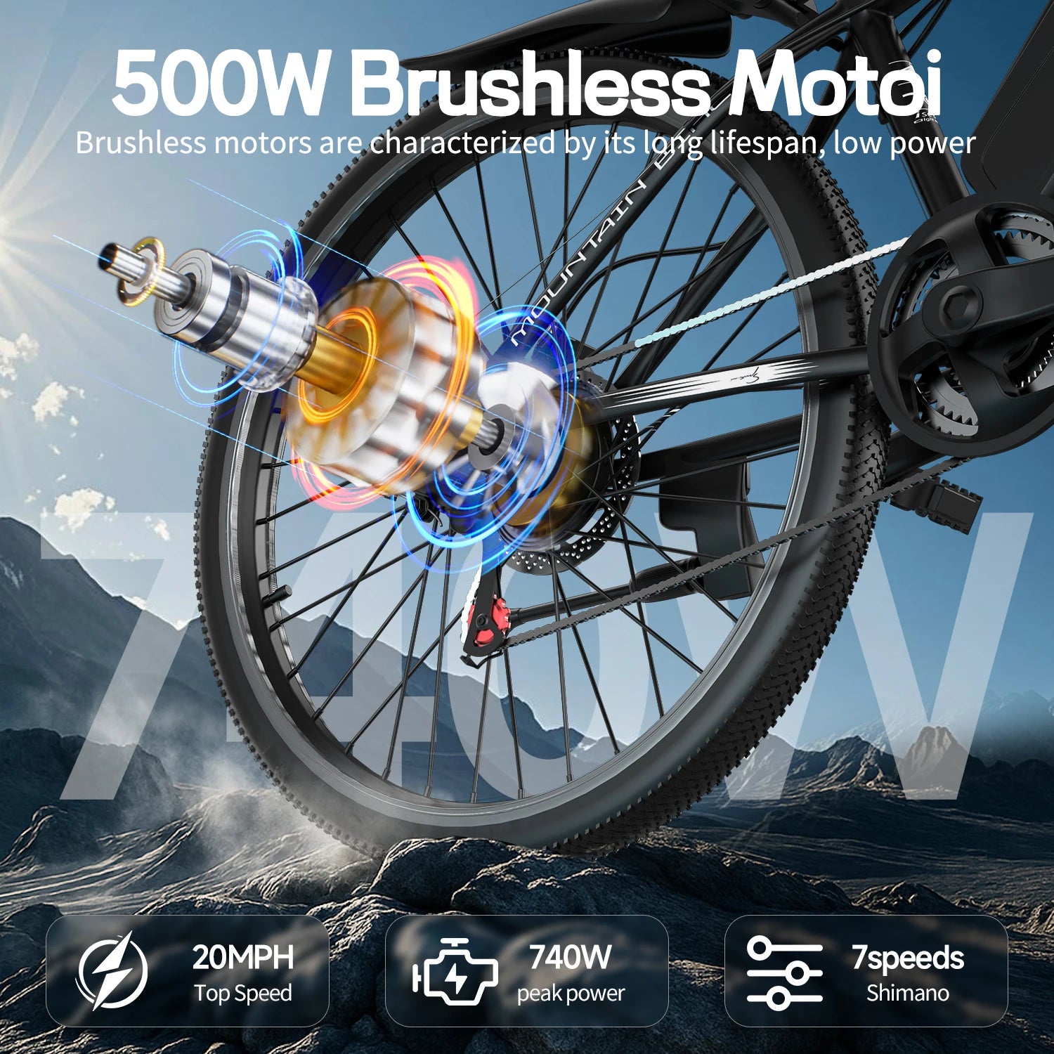 26 Inch Electric Bike for Adults 700W Peak Motor 25MPH 35 Miles Electric Mountain Bike with Removable 360Wh Battery 7 Speed and LCD Display - Joanie B 25