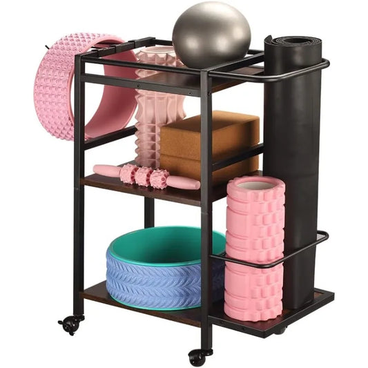 Multi-Functional Yoga Mat Storage Rack Home Gym Rack Workout Equipment Organizer for Yoga Mat Foam Roller Dumbbell and Accessories - Joanie B 25