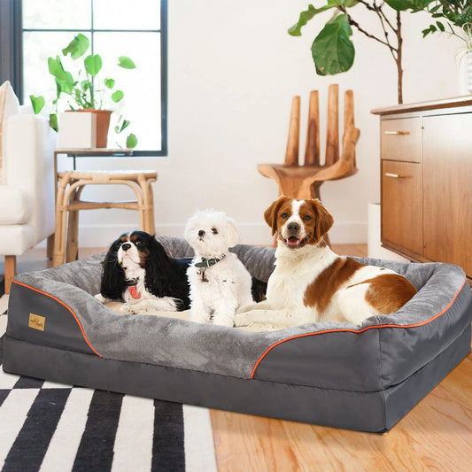 L XL 2XL 3XL Dog Bed Super Soft Orthopedic Foam Pet Bed with Cotton Padded Bolster and Removable Washable Cover - Joanie B 25