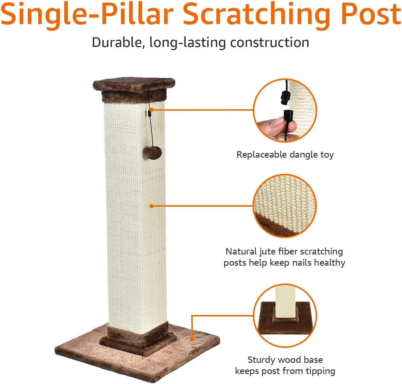 Indoor Tall Cat and Kittens Scratching Post with Sisal Rope and Jute Fiber Large - Joanie B 25