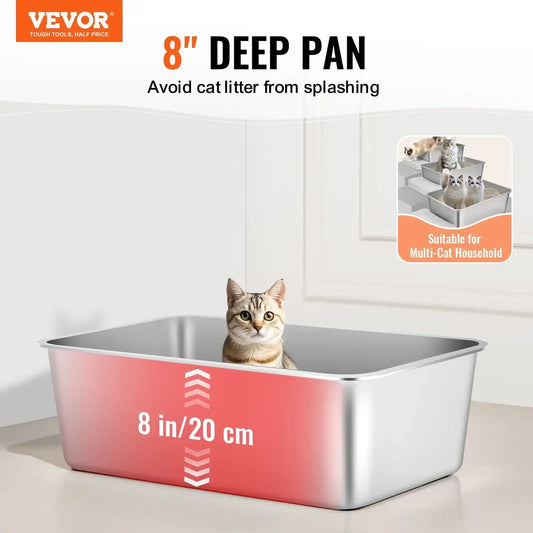 8 Inch Deep Cat Litter Box Odor-Free with Filtering Foot Board Large Capacity Easy to Clean and Maintain - Joanie B 25