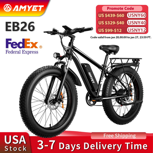 Amyet Electric Bike Eb26 Adults Electric Bicycle Peak 1500W 48V 15Ah E Bike 26 Inch Fat Tire Mountain Bike 31mph Electric Dirt Bike - Joanie B 25