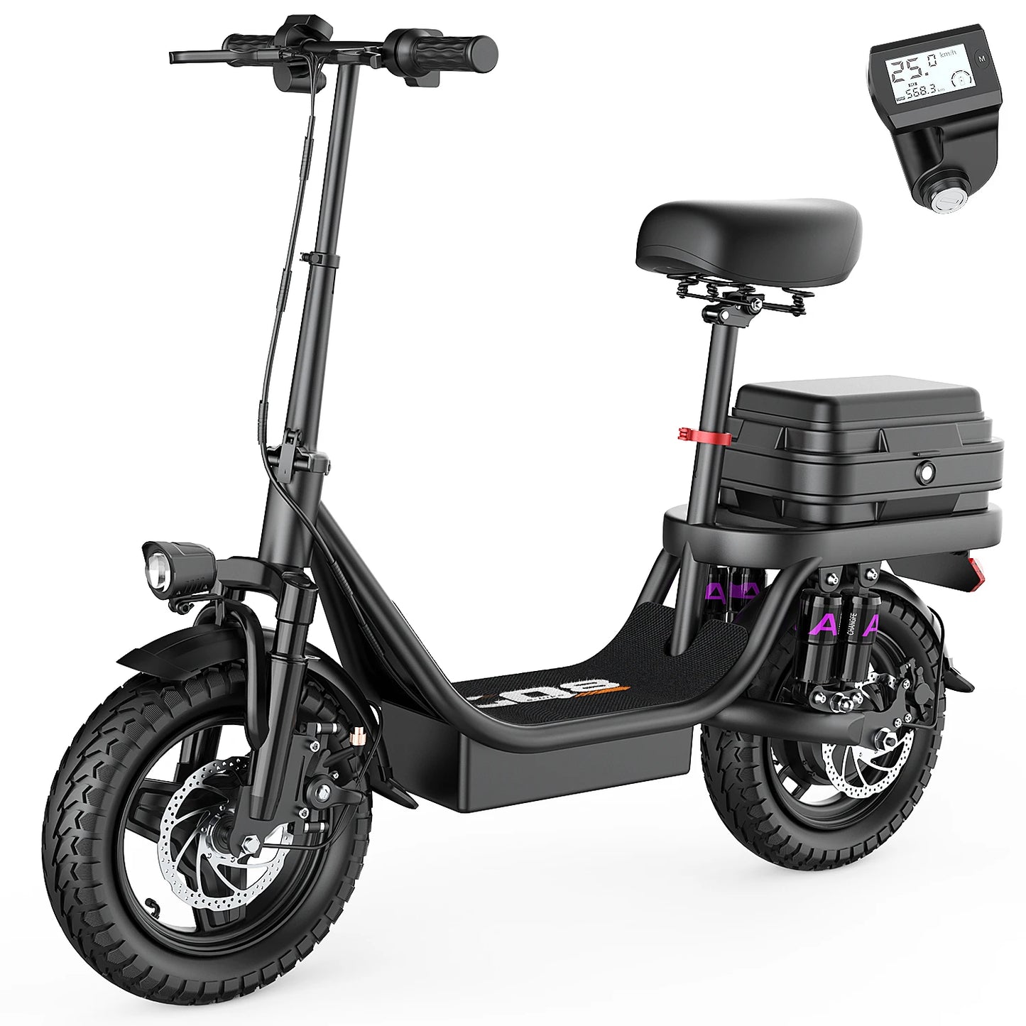 Electric Scooter for Adults, 500W Peak Motor, 48V 17.5Ah Battery,300lbs Max Load,Foldable Commuting Scooter with Adjustable Seat