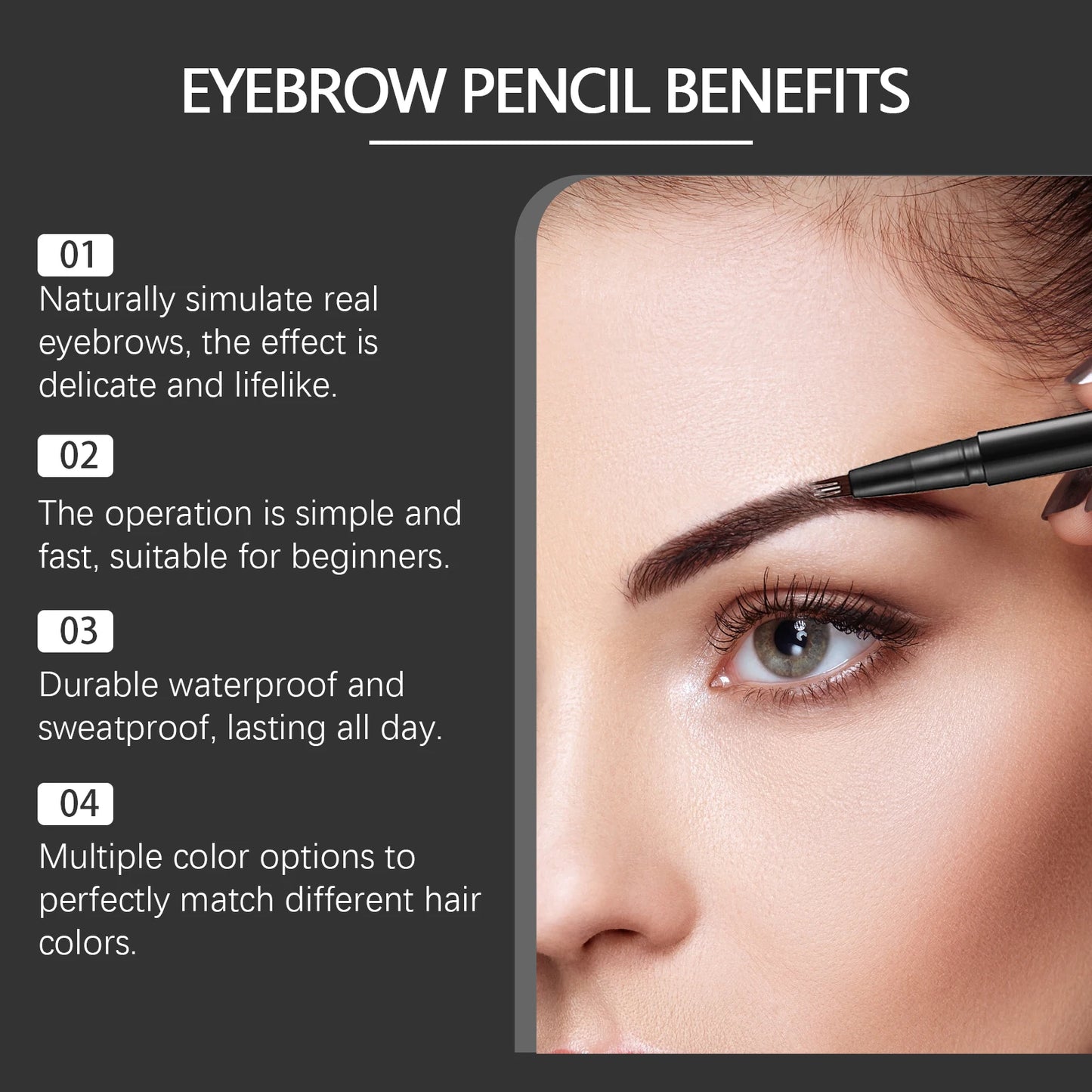4 Forks Waterproof Eyebrow Pencil Long Lasting Natural Black Dark Brown Women Eyes Cosmetics Liquid Eye Brows Pen Beauty Makeup - Joanie B 25