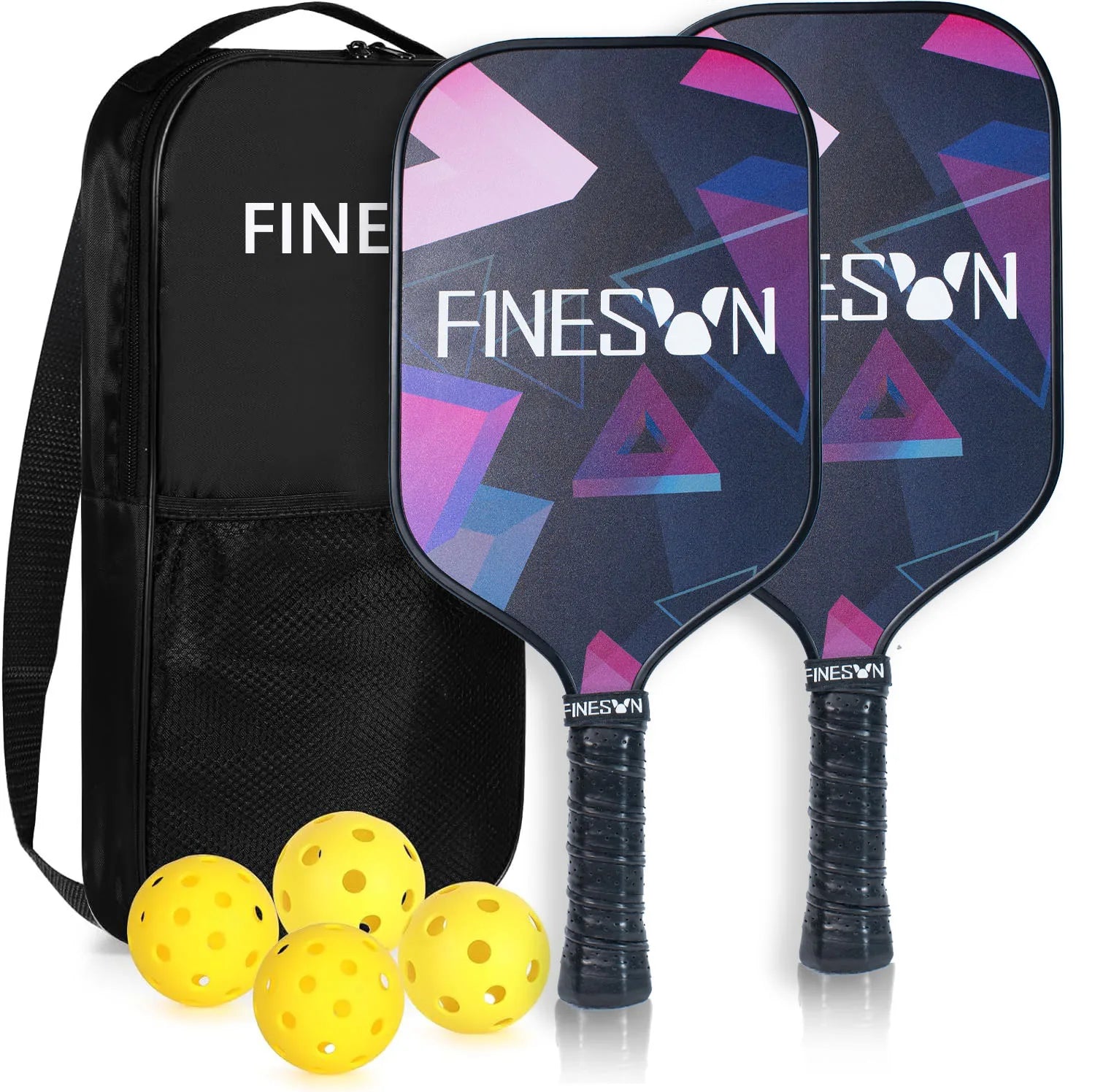 Pickleball Set with Pickleball Paddles 16mm Large Sweet Spot PP Honeycomb Core 2 Rackets 4 Balls Rubber Edge Outdoor Indoor - Joanie B 25