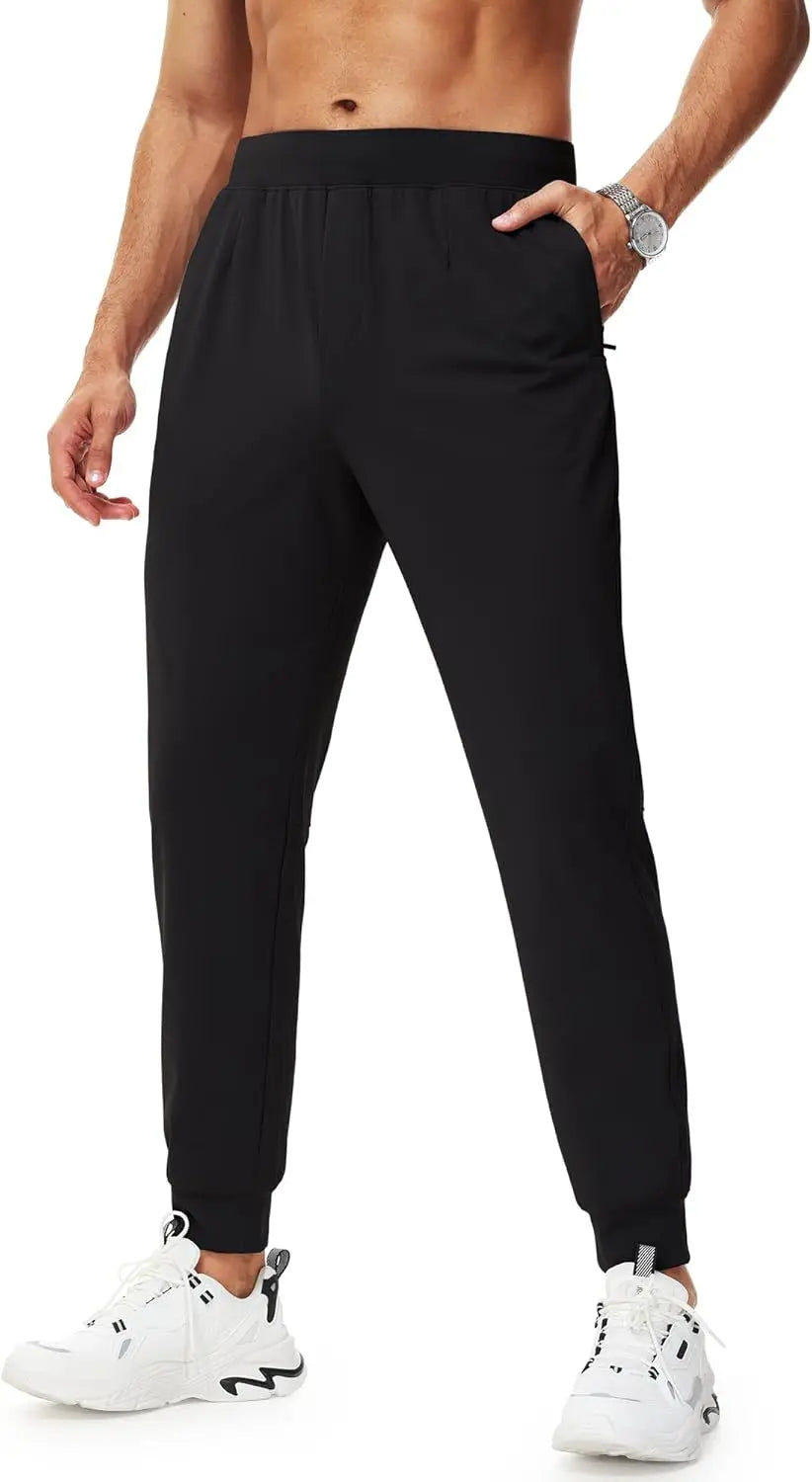 Urbest Men's Stretch Golf Pants with Zipper Pockets Slim Fit Athletic Sweatpants for Men Workout Travel Running - Joanie B 25