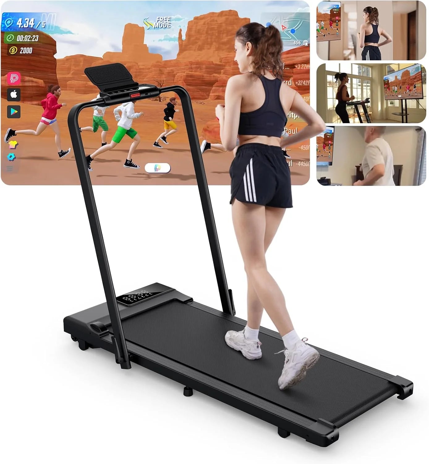 Home Foldable Treadmill Walking Pad Remote Control Handrail