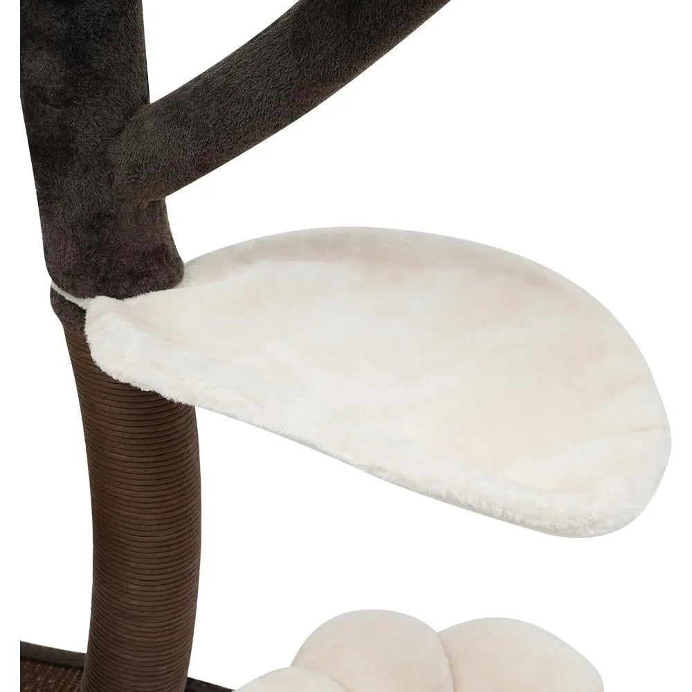 Very Cat Tree, 63.8in Cat Climbing Frame With Scratching Posts & Resting Platforms Multi-Level Tower 22lbs Capacity (Brown And W