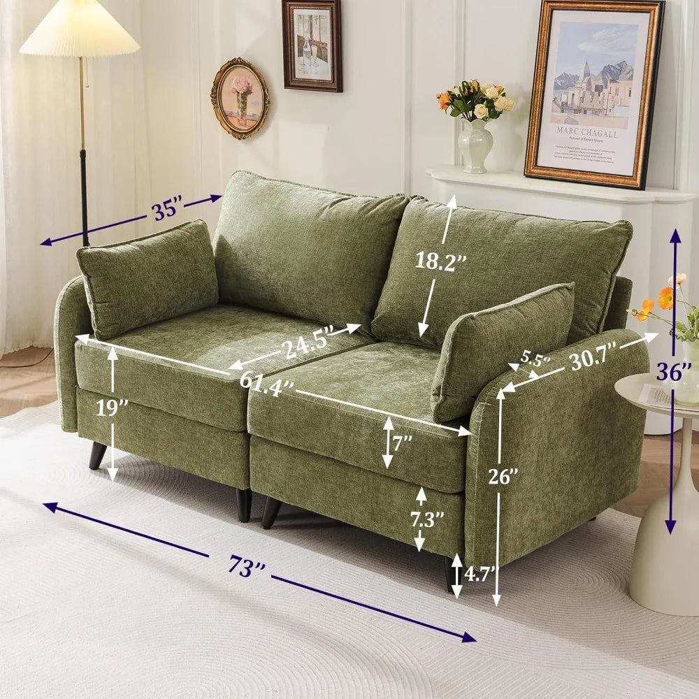 73'' Loveseat Sofa with All Seats Storage, Modular Sectional Couch with Deep Seat,Oversized Comfy Couch with 7.8'' Cushion