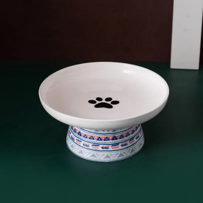 Small Dogs Raised Drinking Supplies Bohemian Food Water Bowl Cat Feeders Pet Ceramic Eating - Joanie B 25