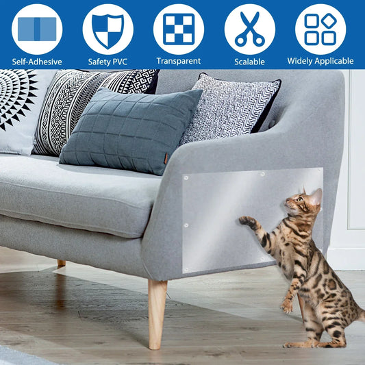 45x500cm Transparent PVC Cat Anti Scratch Tape Self-Adhesive Furniture Protector with 60 Nails and Accessories - Joanie B 25