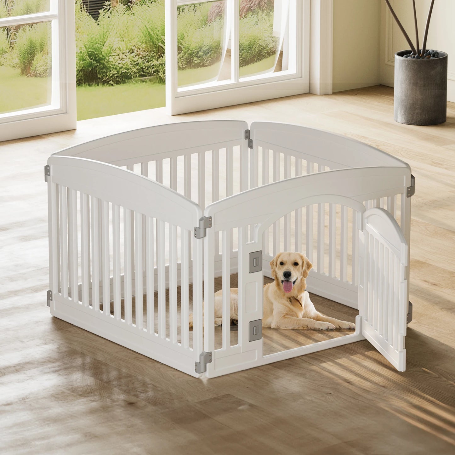 JHK Plastic Dog Playpen 6 Panel 24In Expandable Fence