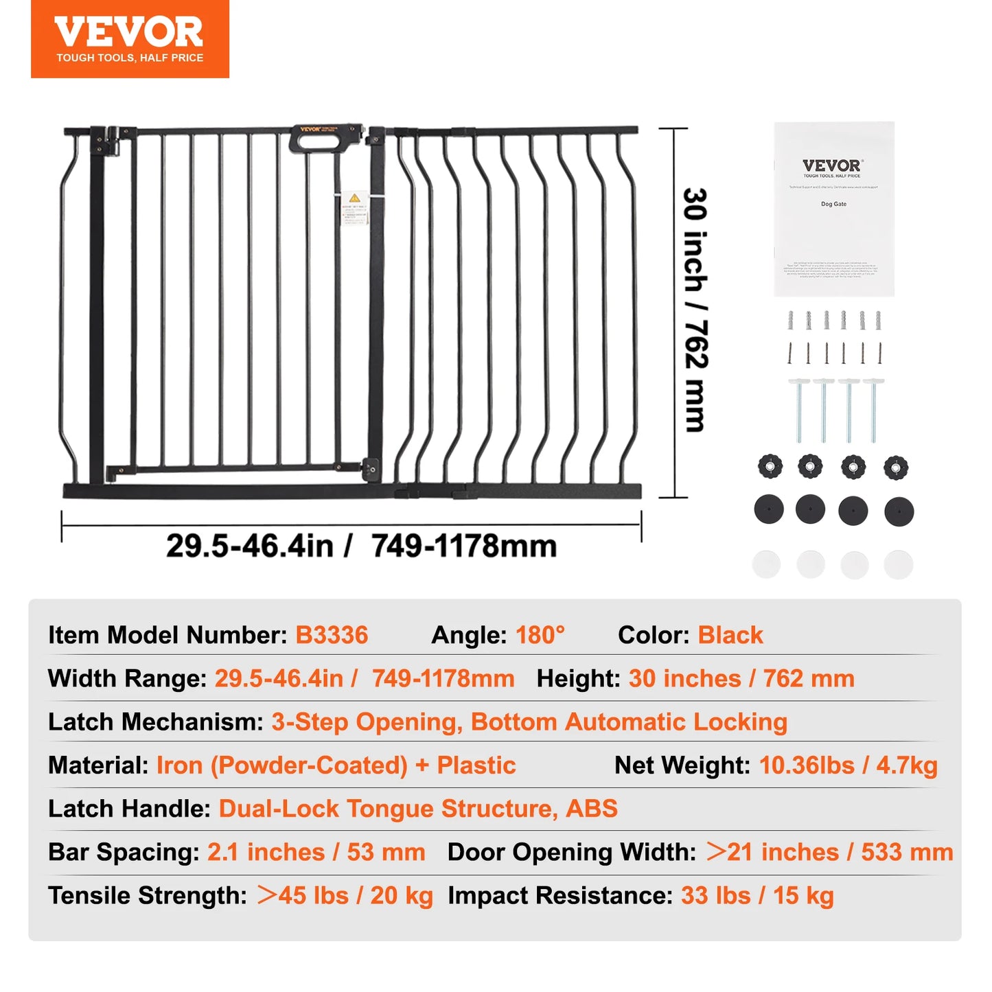 SucceBuy Baby Gate 28 30 36 Inch Walk Through Pressure Mount