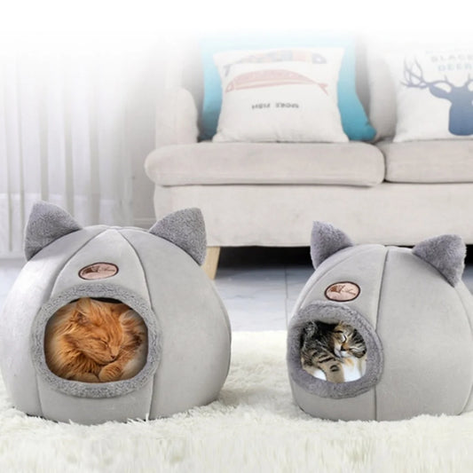 Pet Bed with Cat Ears for Small Medium and Large Cats Keep Warm in Winter Comfortable and Soft Machine Washable - Joanie B 25