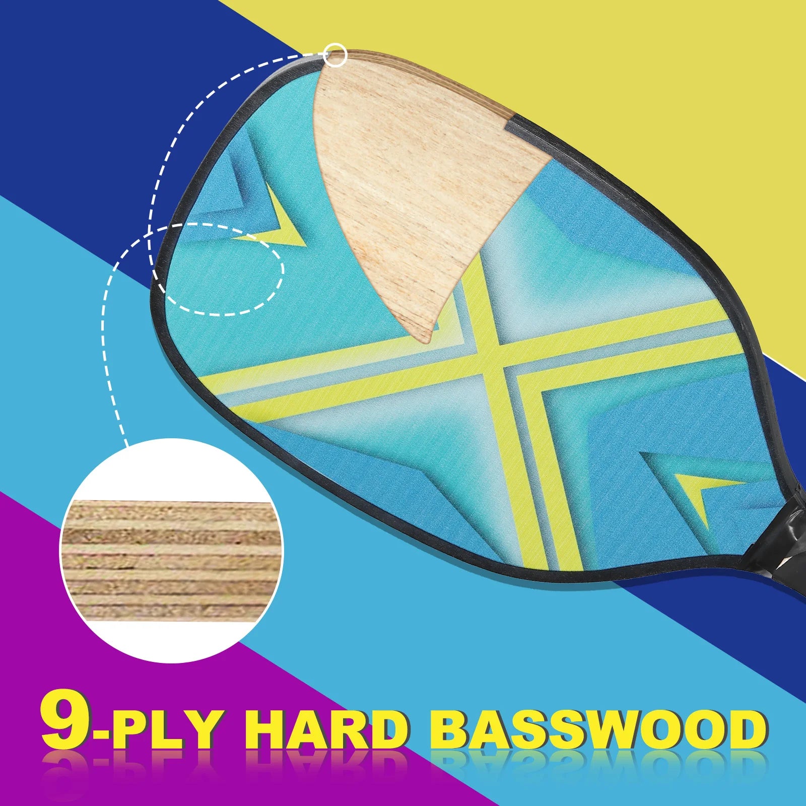 Pickleball Paddles Set with Four Premium Wood Rackets Four Balls Four Cooling Towels and Carry Bag for Men Women - Joanie B 25