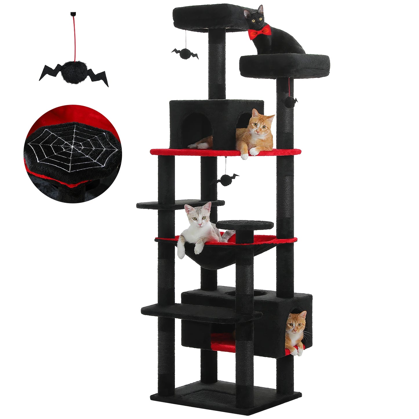 Large Indoor Cat Tree Tower With Sisal Scratching Posts Hammock Perches